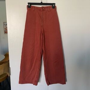 Free People Wide-Leg Rust Red High-Waist Pants